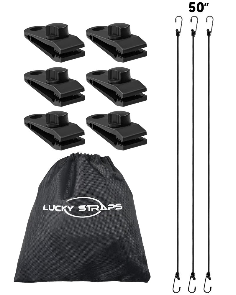 LuckyStraps غطاء السيارة بأشرطة لاصقة مع مشابك شديدة التحمل، غطاء سيارة واقي من الرياح مع مقاومة للأشعة فوق البنفسجية، يحمي غطاء سيارتك من النفخ في الرياح العاتية، مناسب لجميع السيارات من 4.2 قدم إلى 8.8 قدم - Image 2
